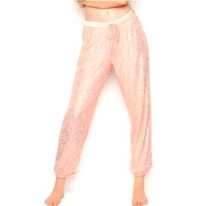 Victoria Secret Iridescent pink Sequin Sparkle Drawstring Lounge Jogger